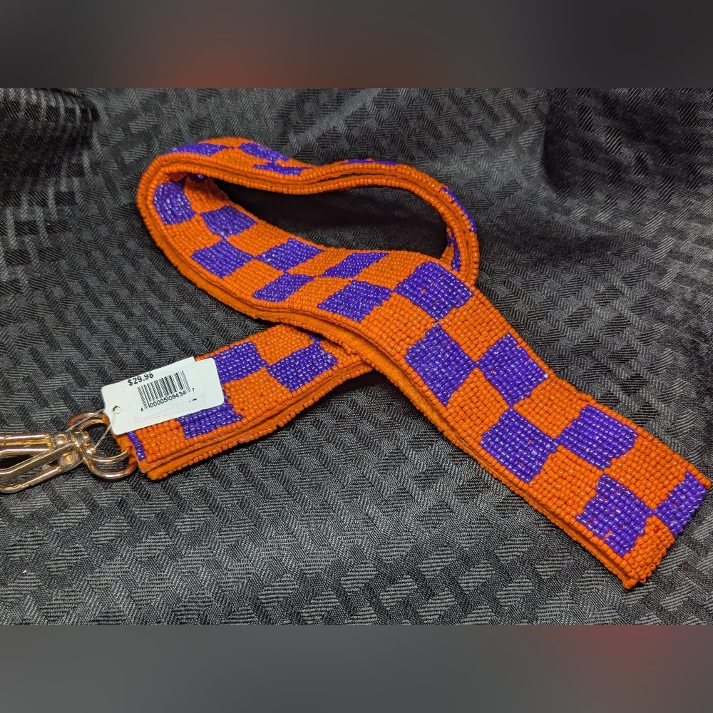 Purple And Orange Clemson Tigers Purse Strap.